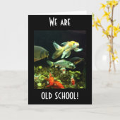 DIE ALTE SCHULE SAGT DIESE GRUPPE VON FISCHGEBURTS KARTE (Gelbe Blume)