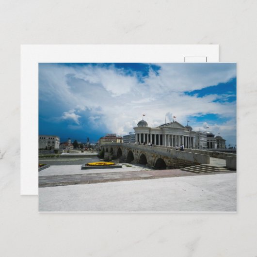 Die alte Steinbrücke in Skopje, Mazedonien Postkarte (Vorne/Hinten)