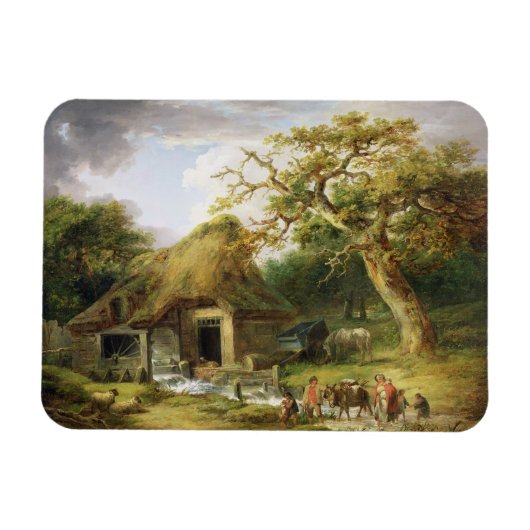 Die alte Wassermühle von 1790 (Öl auf Leinwand) Magnet (Horizontal)