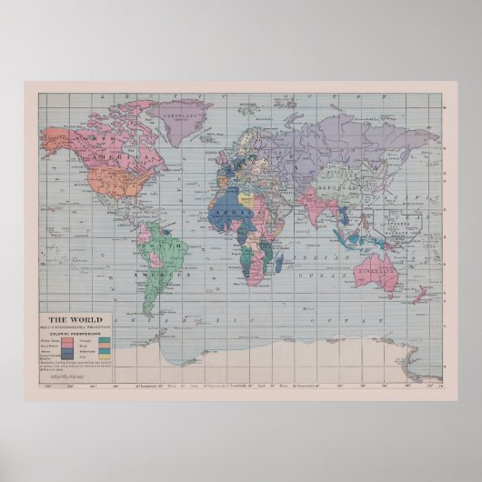 Die alte Welt - Vintages Kartenplakat Poster (Vorne)