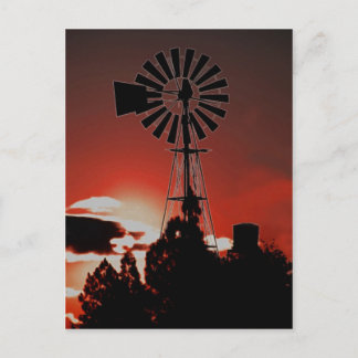Die alte Windmühle bei Sonnenuntergang Postkarte