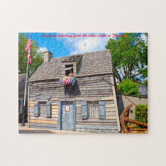 Die älteste Holzschule Florida. Weihnachtsgrüße Puzzle (Horizontal)