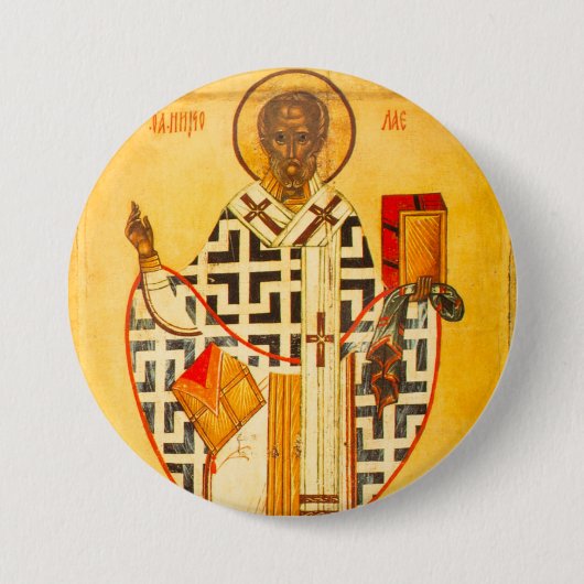 Die altrussische Ikone St.Nicholas Button (Vorderseite)