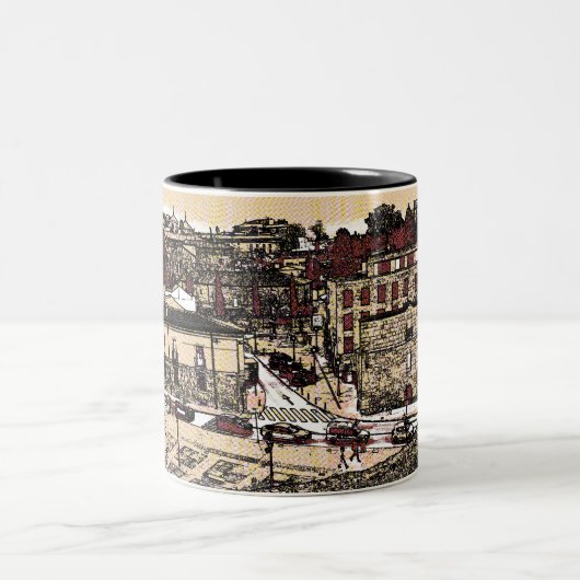 Die Altstadt von Salamanca Spanien Zweifarbige Tasse (Mittel)