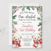 Die am meisten | Bären Weihnachten 1. Geburtstag Einladung (Vorderseite)