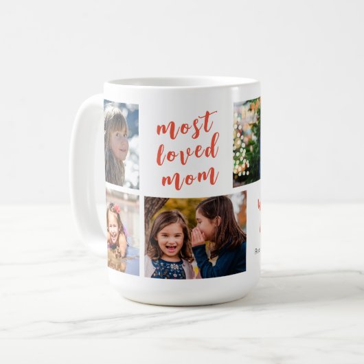 Die am meisten geliebte Mama in der modernen Pink Kaffeetasse (Vorderseite Links)