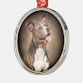 Die amerikanische blaue Pitbull Silbernes Ornament (Links)