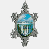 Die amerikanische Flagge des Weißen Hauses Foto Schneeflocken Zinn-Ornament (Links)