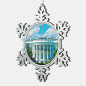 Die amerikanische Flagge des Weißen Hauses Foto Schneeflocken Zinn-Ornament (Rechts)