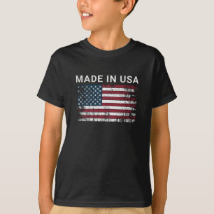 Die amerikanische Flagge, hergestellt in den USA, T-Shirt
