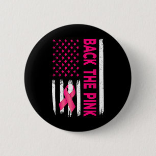 Die amerikanische Flagge mit rosa Schleife Brustkr Button