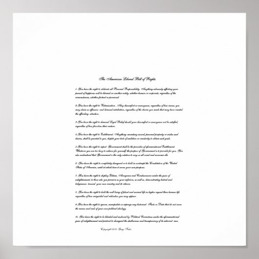 Die amerikanische liberale Grundrechtecharta Poster (Vorne)