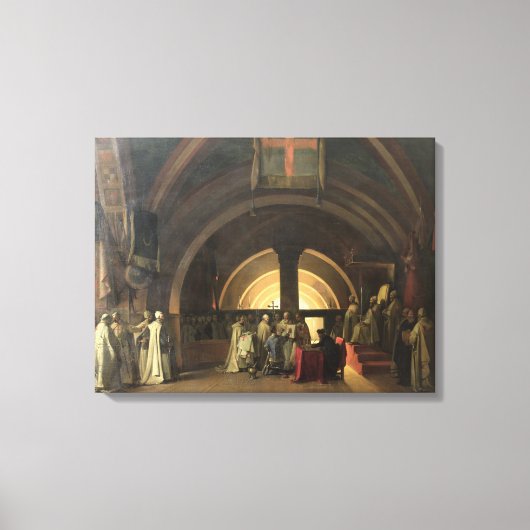 Die Amtseinführung von Jacques de Molay Leinwanddruck (Vorderseite)