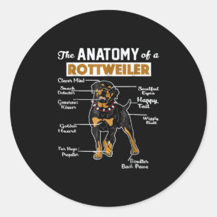 Die Anatomie eines Rottweilers   Cooler Hund Lover Runder Aufkleber