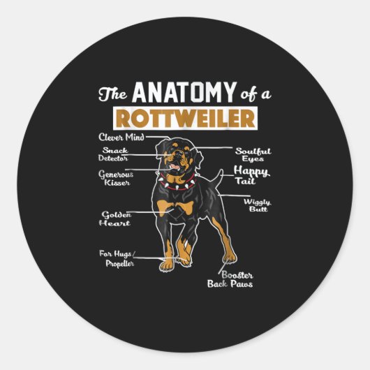 Die Anatomie eines Rottweilers | Cooler Hund Lover Runder Aufkleber (Vorderseite)