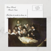 Die anatomische Lektion von Dr. Nicolaes Tulp. Postkarte (Vorne/Hinten)