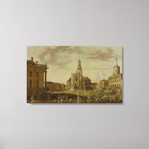 Die Änderung Markt mit der Kirche von St. Leinwanddruck