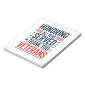 Die Anerkennung aller, die euch gedient haben Vete Notizblock (Rotiert)