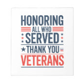 Die Anerkennung aller, die euch gedient haben Vete Notizblock (Vorderseite)