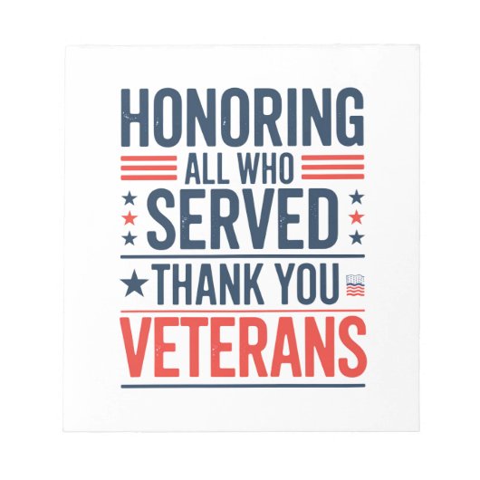 Die Anerkennung aller, die euch gedient haben Vete Notizblock (Vorderseite)