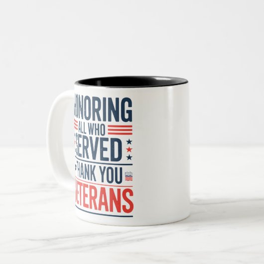 Die Anerkennung aller, die euch gedient haben Vete Zweifarbige Tasse (Vorderseite Links)