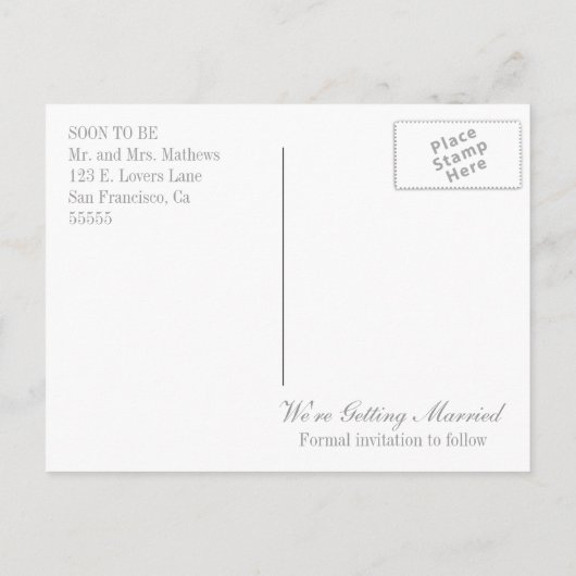 Die Anette-Save the Date Postkarte (Rückseite)