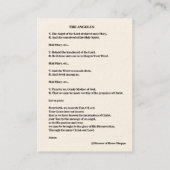 Die angelus-Gebets-Ankündigung der Engels-heiligen Visitenkarte (Rückseite)