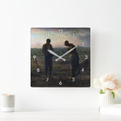 Die Angelus, Jean-Francois Millet Quadratische Wanduhr (Zuhause)