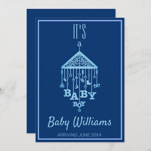 Die Ankündigung einer Baby Boy Blue Schwangerschaf (Vorne/Hinten)