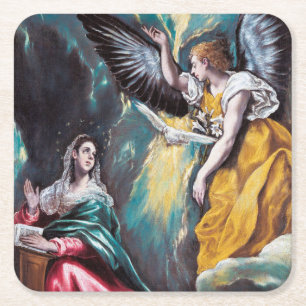 Die Ankündigung El Greco Rechteckiger Pappuntersetzer