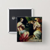 Die Ankündigung (Öl auf Platte) 3 Button (Vorne & Hinten)