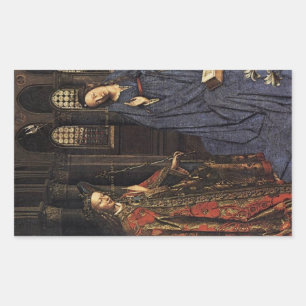 Die Ankündigung von Jan van Eyck Rechteckiger Aufkleber