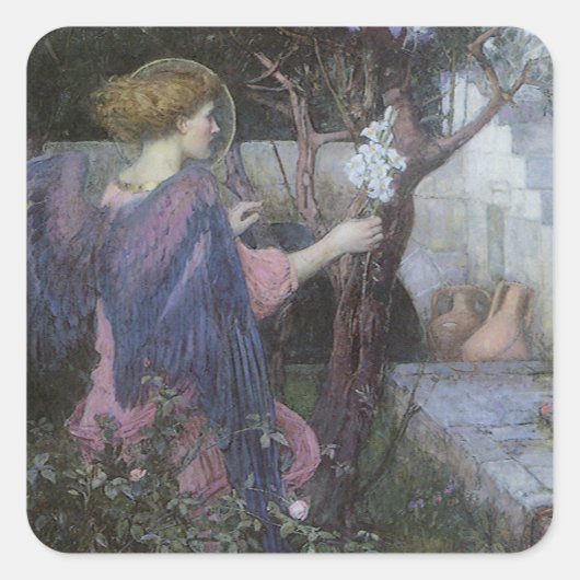 Die Ankündigung von John William Waterhouse Quadratischer Aufkleber (Vorderseite)