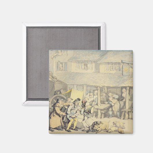 Die Ankunft der Bühne Coach am Sun Inn, Bod Magnet (Vorderseite/Rückseite)