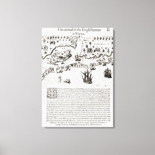 Die Ankunft der Engländer in Virginia Leinwanddruck (Vorderseite)