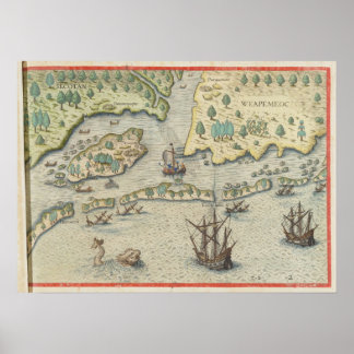 Die Ankunft der Engländer in Virginia Poster