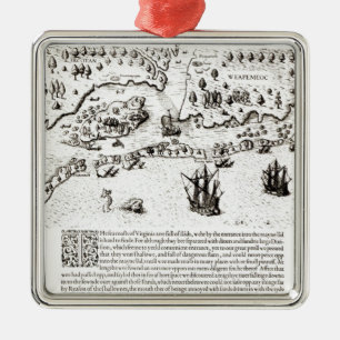 Die Ankunft der Engländer in Virginia Silbernes Ornament