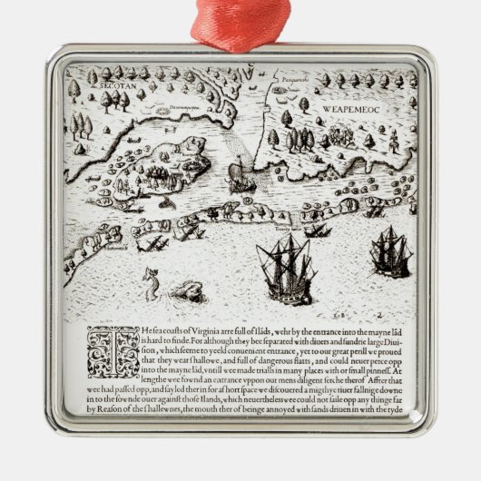 Die Ankunft der Engländer in Virginia Silbernes Ornament (Vorne)