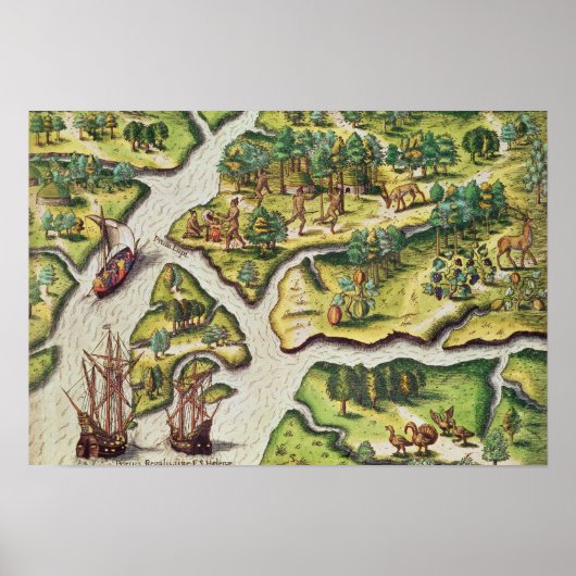 Die Ankunft der Franzosen in Port Royal Poster (Vorne)