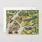 Die Ankunft der Franzosen in Port Royal Postkarte (Vorne/Hinten)