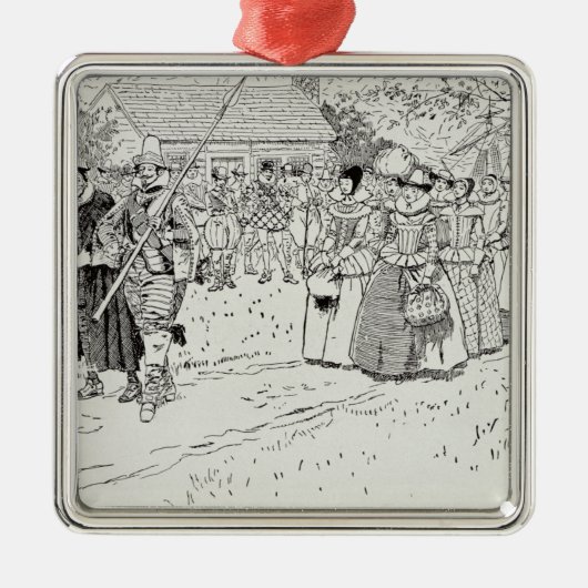 Die Ankunft der jungen Frauen bei Jamestown Ornament Aus Metall (Vorne)