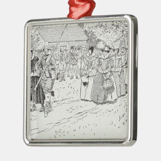 Die Ankunft der jungen Frauen bei Jamestown Ornament Aus Metall (Links)