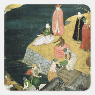 Die Ankunft der Portugiesen in Japan Quadratischer Aufkleber