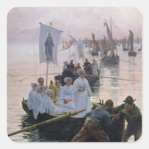 Die Ankunft der Prozession von St. Anne Quadratischer Aufkleber