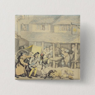 Die Ankunft des Bühne-Zuges am Sun-Gasthaus, Button