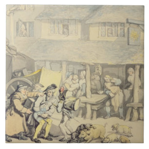 Die Ankunft des Bühne-Zuges am Sun-Gasthaus, Fliese