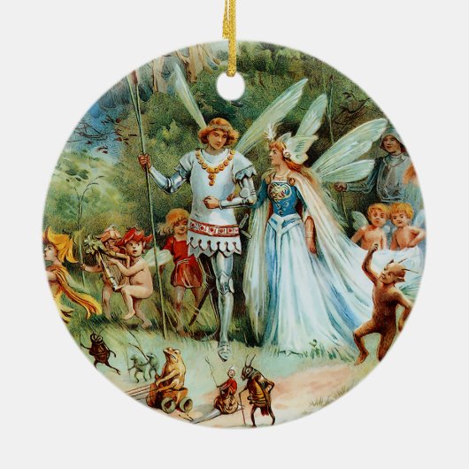 Die Ankunft des Königs und der Königin der Fairies Keramik Ornament (Hinten)