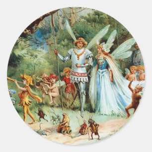 Die Ankunft des Königs und der Königin der Fairies Runder Aufkleber