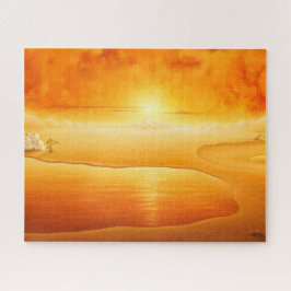 "Die Ankunft" surrealistische Sonnenuntergang Wüst Puzzle