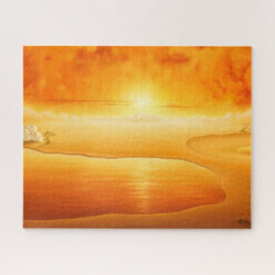 "Die Ankunft" surrealistische Sonnenuntergang Wüst Puzzle
